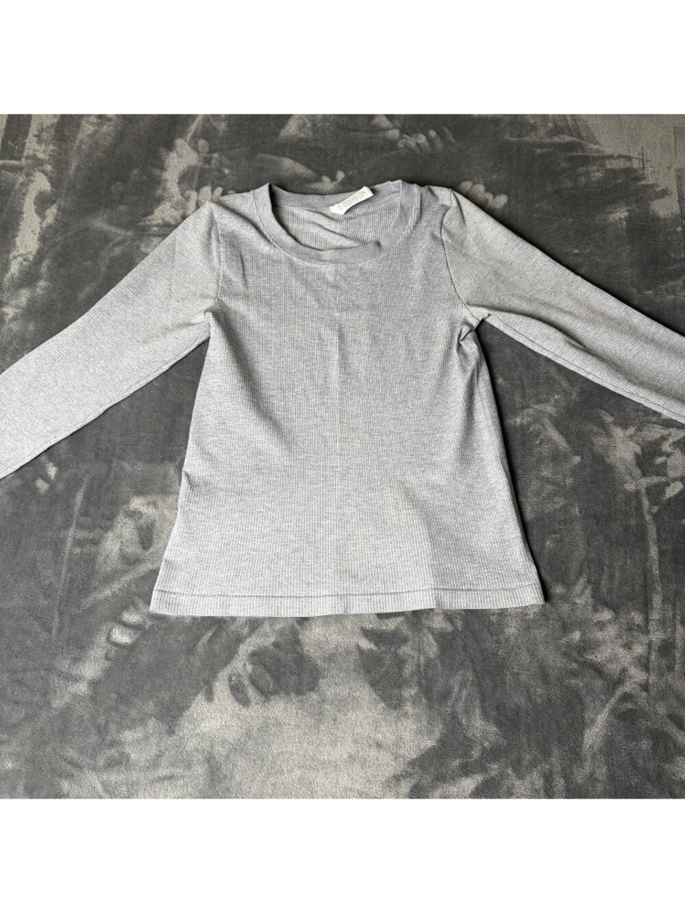 Athleta L LARGE Signature Rib Scoop Neck Top, Grey Heather Shirt Casual
